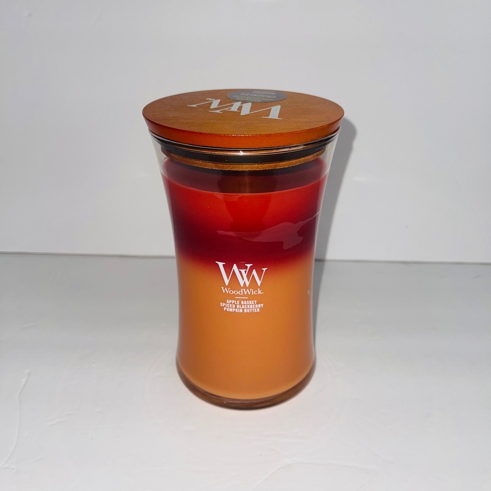 WoodWick Autumn Harvest Trilogy Large Hourglass Candle 21.5oz Red Orange NEW